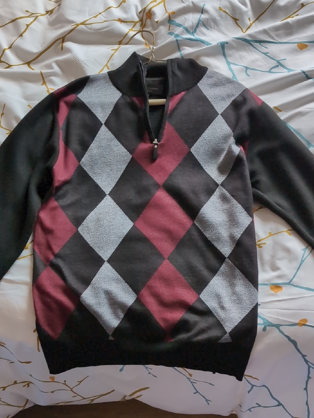 Men's Vroom And Dressman Half-Zip Sweater - Black, Gray & Burgundy